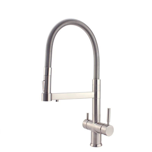 Savona Brushed Nickel Pull-Out Spray-Hose 3-Way Tap (Triflow Filter Tap)