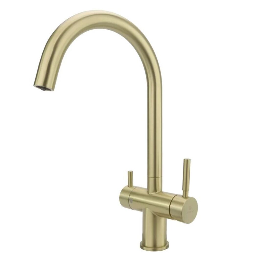 Como Brushed Brass 3-Way (Tri-Flow) Kitchen Mixer Tap