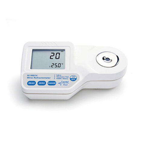 Refractometer For Sugars in Wine, Juice and Must with Oechsle, KMW and %Brix Scales (HI-96814)